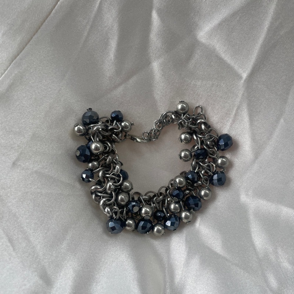 FREE SHIPPING & 30% ALL Jewelry Bundles | Silver Cluster Beaded Charm Bracelet